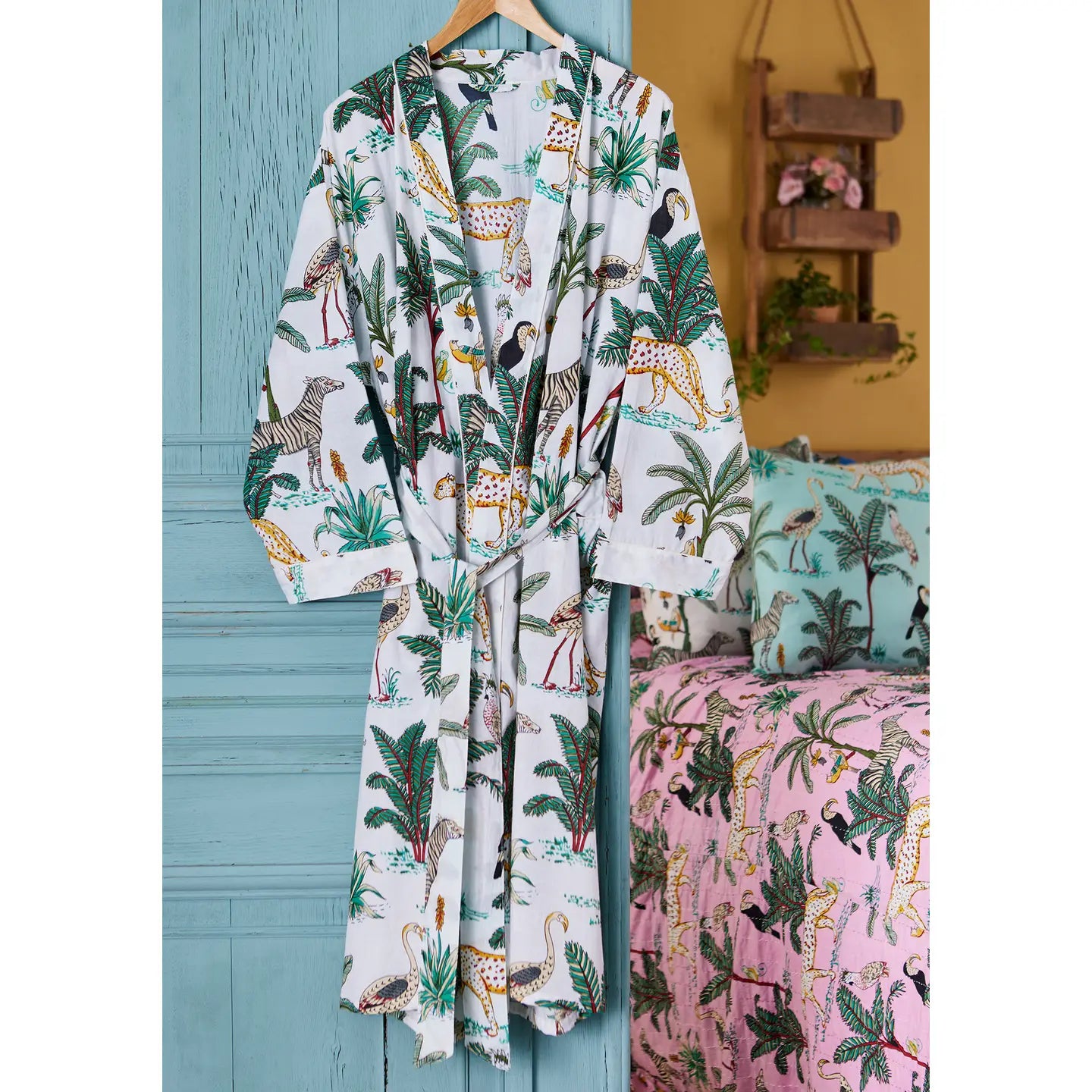 Bird of Paradise Dressing Gown - White