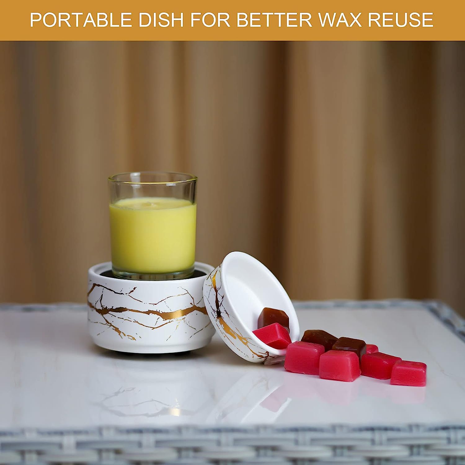 Wax Melt Burner Ceramic 3-in-1 Oil Burner Electric Candle Wax Burner (White Gold)