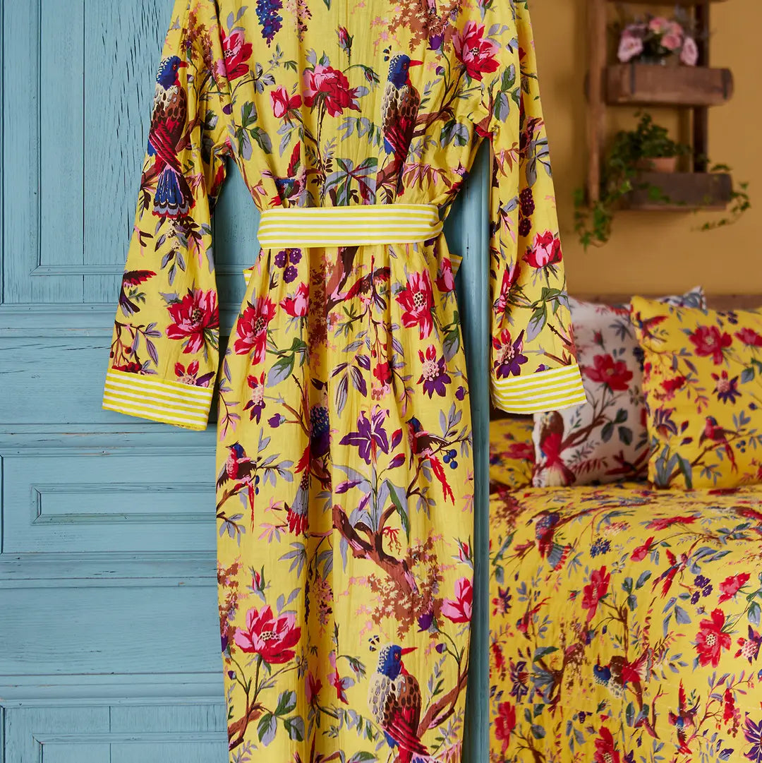 Bird of Paradise Dressing Gown - Yellow
