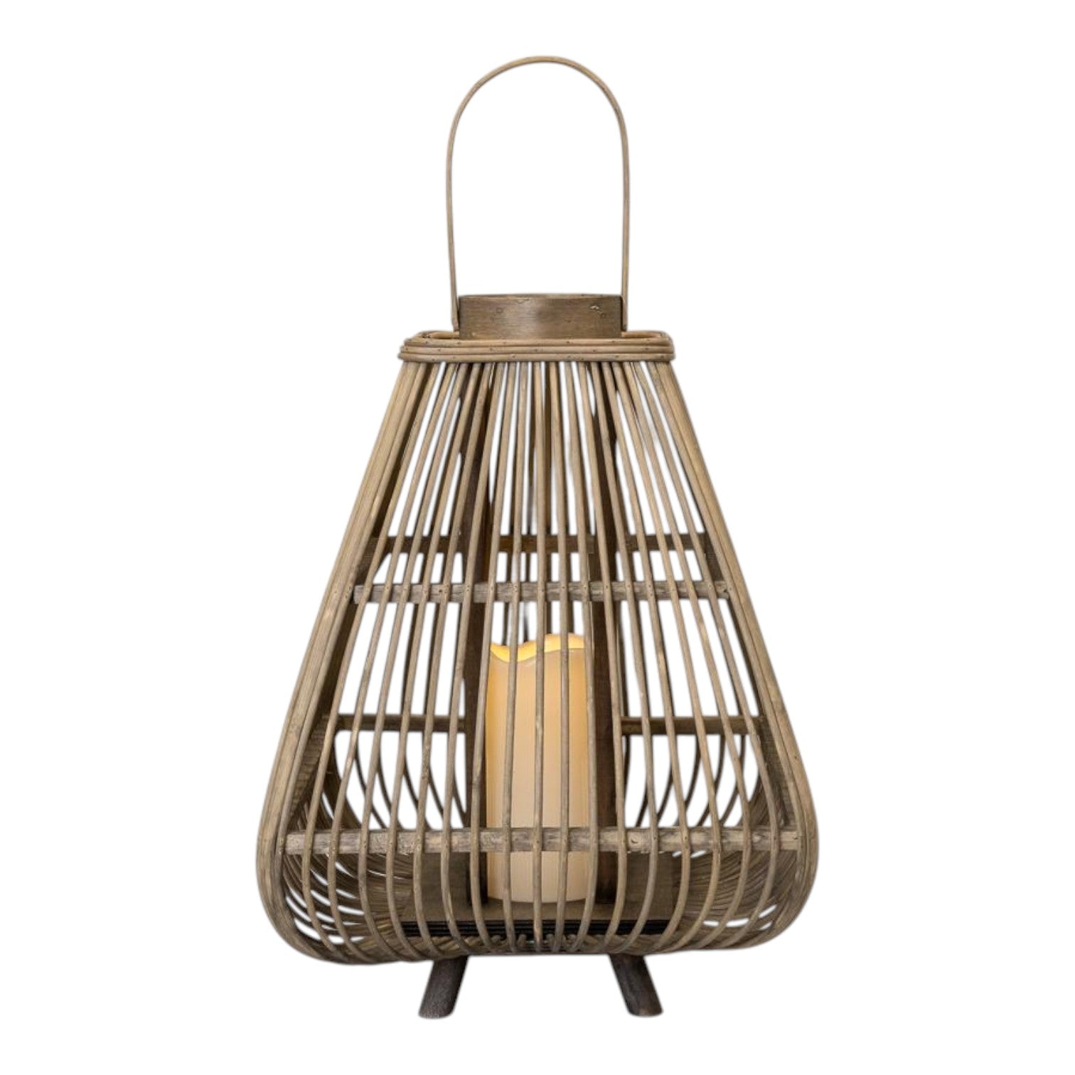 Medium Bamboo Lantern With Led Candle