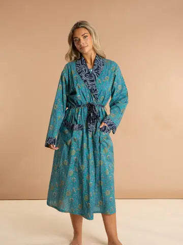 Waterlily Floral Cotton Dressing Gown