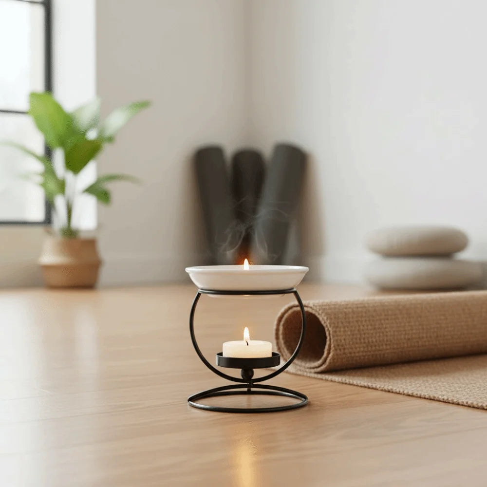 Lunara Iron Aroma Oil Burner — Minimalist Wellness Diffuser