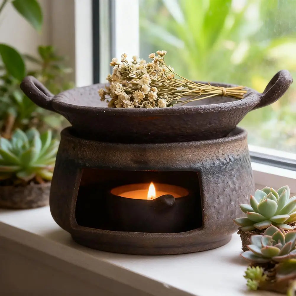 Lunara Ceramic Herb & Aroma Burner — Artisan Kitchen & Home Diffuser