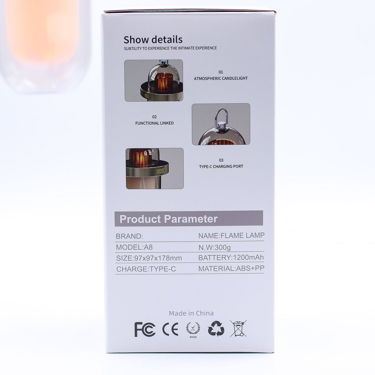 Outdoor Flame Effect Lamp - White USB - C Chargable - Multi Colour
