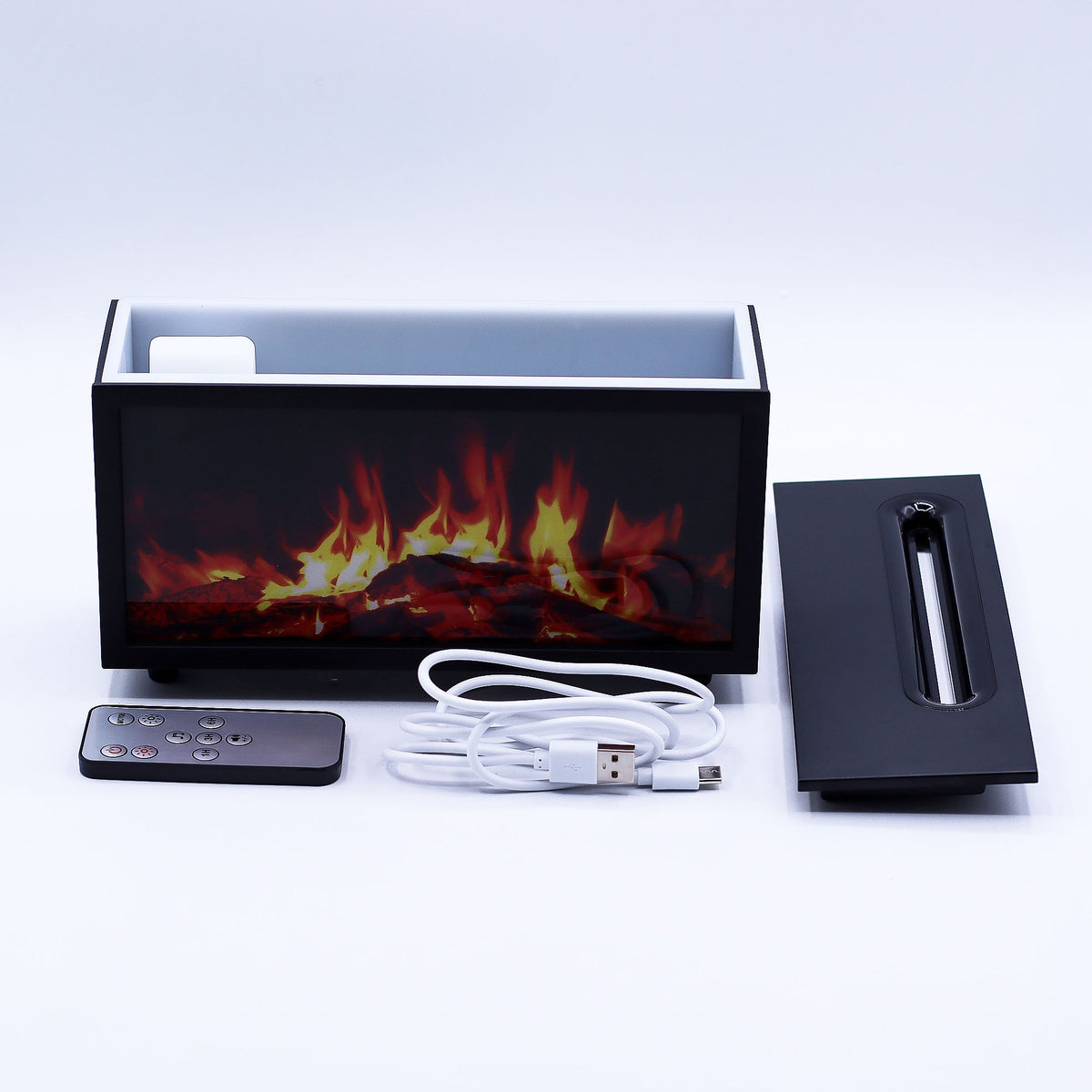 Flame Effect Aroma Diffuser with Birdsound - Black USB - Colour Change