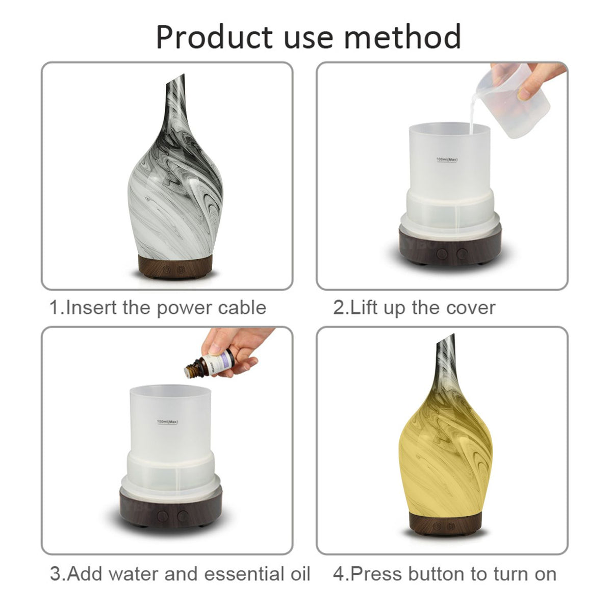 Waterless Aroma Diffuser - Glass Abstract Grey USB