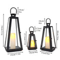 11/16/21''H Metal Outdoor Candle Holder Hanging Lantern with Tempered Glass