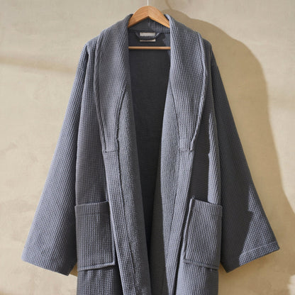 Charcoal Grey Waffle Cotton Bathrobe 280 GSM Unisex Spa Robe