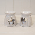 Natural Ceramic Oil Burner With Cut Out Heart Detail