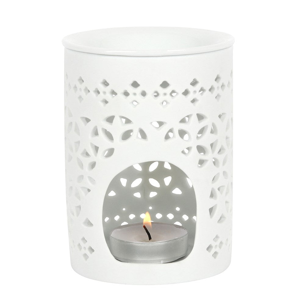WHITE MATTE CUT OUT OIL / WAX MELT TEALIGHT BURNER