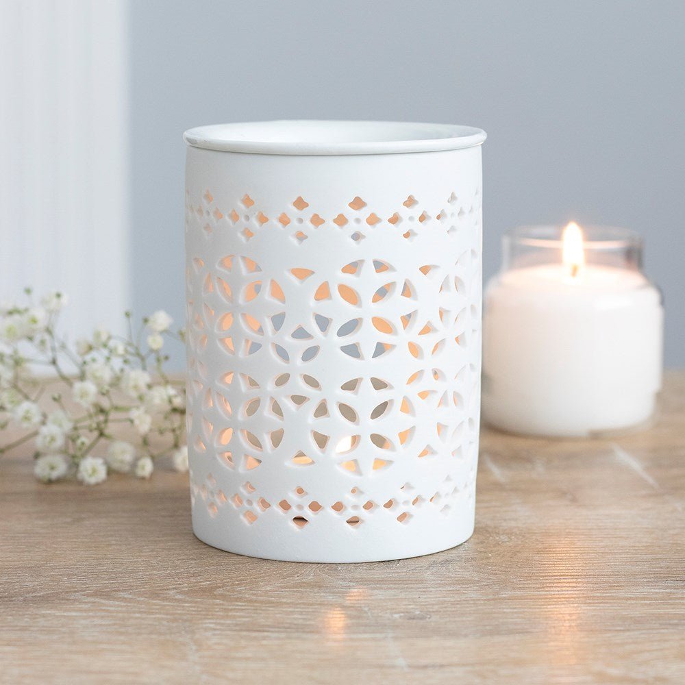 WHITE MATTE CUT OUT OIL / WAX MELT TEALIGHT BURNER